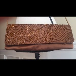 BRONZE COPPER NWOT BEADED BAG